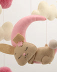 🐰 Bunny Baby Mobile – Soft Pompom Crib Mobile for Girls' Nursery