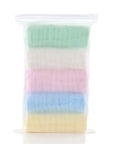 Multi Coloured - Pastel Coloured Baby Muslin Wash Cloths - 5 Pack Muslin Cotton Face Towel and Washcloth for Sensitive Skin Baby Stork Burp Cloths