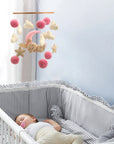 🐰 Bunny Baby Mobile – Soft Pompom Crib Mobile for Girls' Nursery