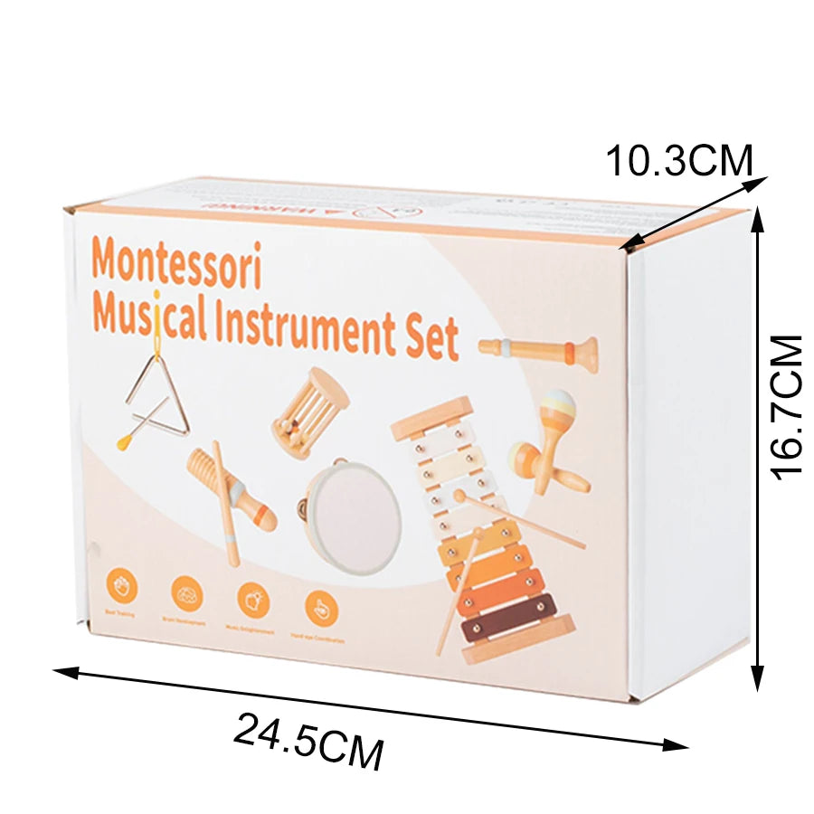 - Toddlers Early Education Wooden Musical Instrument Set Baby Stork Musical Toy