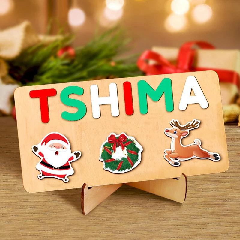 Personalised Wooden Name Puzzle Custom Christmas Gift for Kids