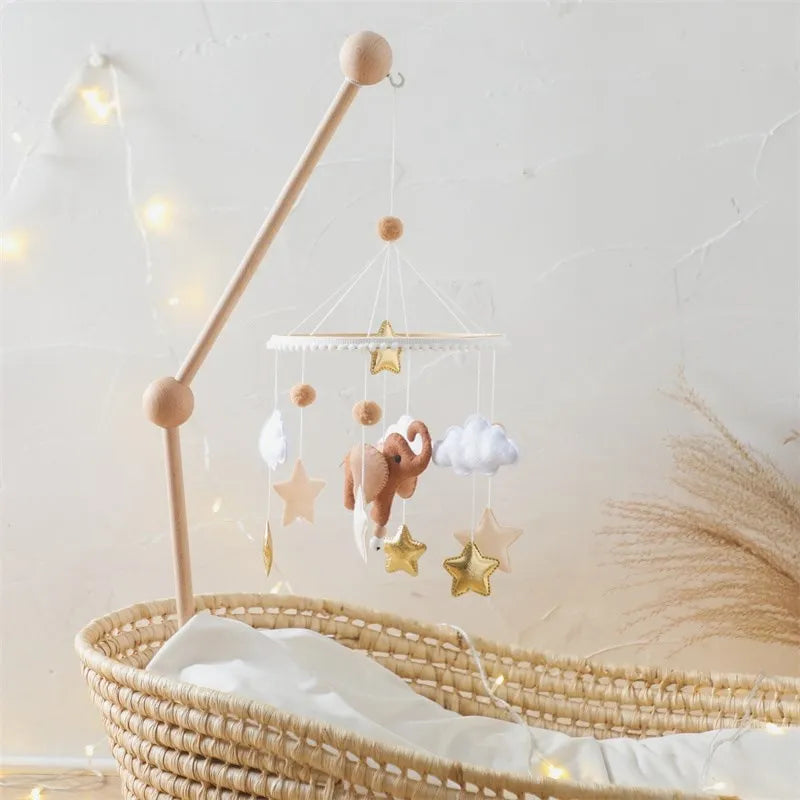 - Handmade Baby Elephant Crib Mobile | Soft Felt & Natural Wood | Nursery Decor Baby Stork Baby Mobile