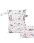 Christmas Dog - 2pcs Cute Travel Wet Dry Bag Set - Waterproof & Portable for Beach, Pool, Nappies, and more Baby Stork Diaper Wet Bags