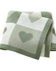Green - Heart Pattern Baby Blanket – 90 × 70 cm | Ultra-Soft Acrylic | Multiple Colours Baby Stork