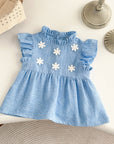 - Blue Daisy Flutter Dress – Sweet Ruffle Detail Baby Stork