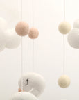 - 🦢 Swan Baby Mobile – White Felt Nursery Mobile with Clouds and Blush Accents Baby Stork Baby Mobile