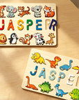- Personalised Dinosaur Wooden Name Puzzle | Custom Montessori Learning Toy Baby Stork