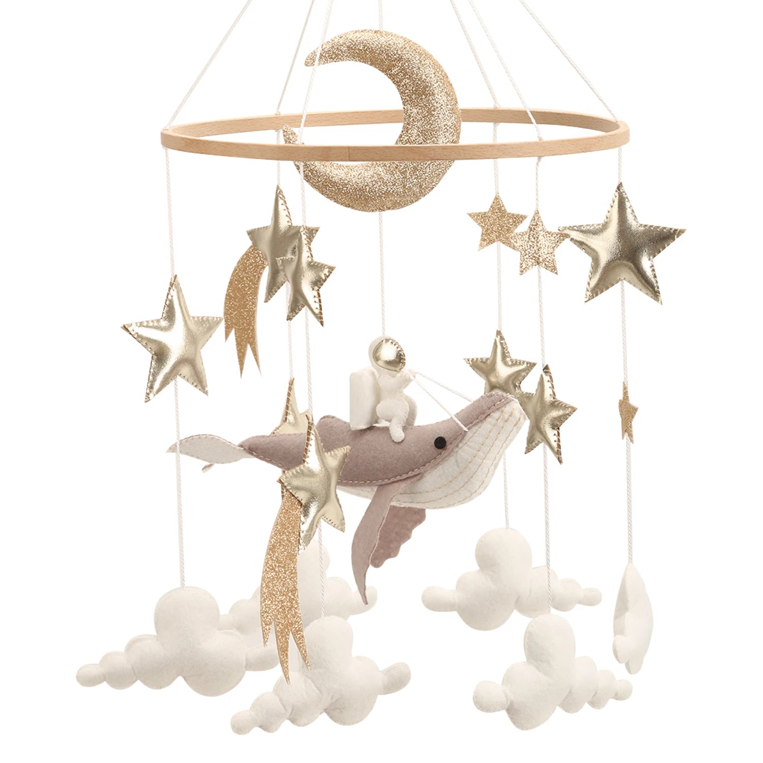 - 🌙 Space Whale Baby Mobile – Nautical Nursery Decor with Stars, Moon & Clouds Baby Stork Baby Mobile