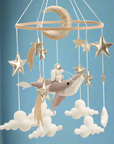 🌙 Space Whale Baby Mobile – Nautical Nursery Decor with Stars, Moon & Clouds