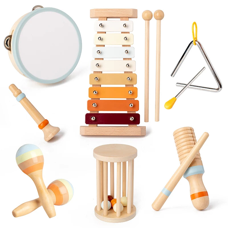 - Toddlers Early Education Wooden Musical Instrument Set Baby Stork Musical Toy