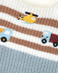 - Light Blue Vehicle Knit Sweater – Soft & Warm Striped Baby Jumper Baby Stork