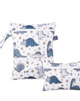 Dinosaur - 2pcs Cute Travel Wet Dry Bag Set - Waterproof & Portable for Beach, Pool, Nappies, and more Baby Stork Diaper Wet Bags