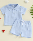 3Y - Sky Jacquard Polo Set for Toddler Baby Stork