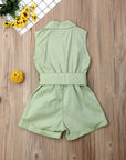 Button Detail Toddler & Kids Belted Playsuit