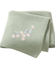 Light Green - Floral Embroidered Baby Blanket – 90 × 70 cm | Ultra-Soft | 6 Elegant Colours Baby Stork