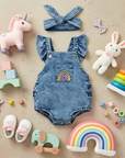 - Denim Rainbow Romper Set Baby Stork