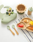 - Eco-Friendly Rainbow Bamboo Baby Feeding Set - 7pcs | Non-Slip Suction Cups & Teether Baby Stork Nursing & Feeding