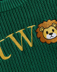 Two Birthday Lion Knit Jumper | Green