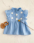 2-3Y - Blue Daisy Flutter Dress – Sweet Ruffle Detail Baby Stork