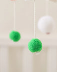 - Boho Rainbow Wooden Crib Mobile with Felt & Wool Balls - Baby Crib Mobile Baby Stork Baby Mobile
