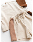 - Two-Tone Neutral Cotton Shorts + Romper Set Baby Stork