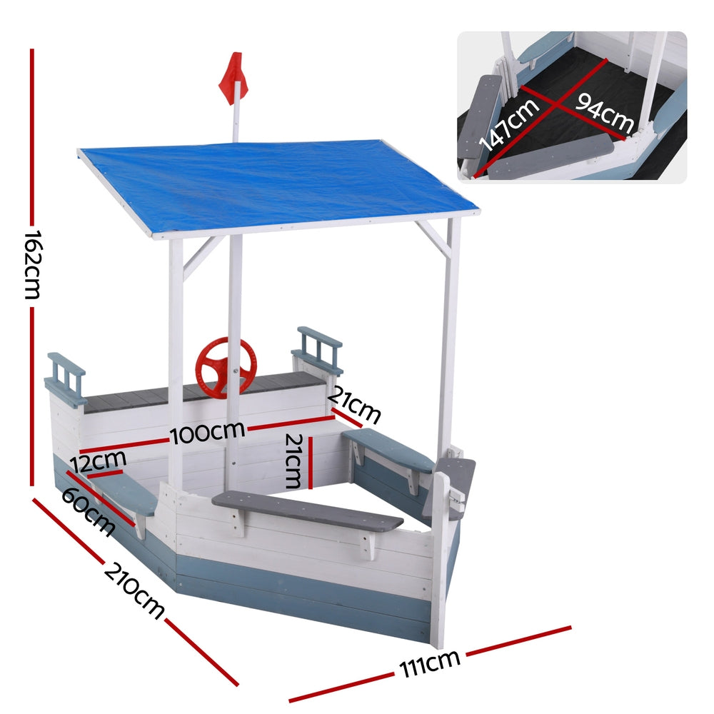 - Kids Boat Sandpit with Canopy & Flag | Outdoor Wooden Playset Keezi Baby & Kids > Baby & Kid's Toys > Outdoor Play Equipment