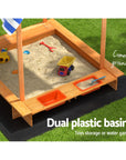 - Wooden Sandpit with Canopy, Storage & Dual Basins Keezi Kids Baby & Kids > Baby & Kid's Toys > Outdoor Play Equipment