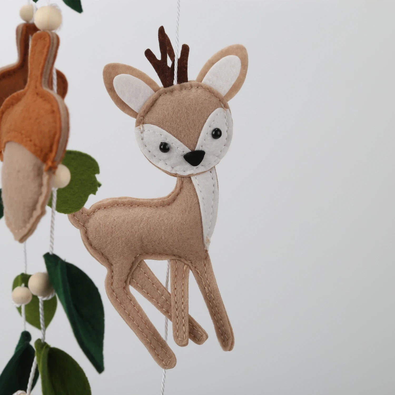 - Woodland Felt Baby Nursery Mobile - Forest Animals Crib Cot Mobile Baby Stork Baby Mobile