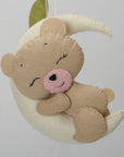 🌸 Boho Teddy Bear Baby Mobile – Girl's Nursery Decor with Birds, Flowers & Leaves
