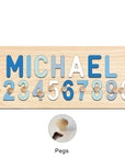 - Custom Wooden Name & Number Puzzle – Personalised Educational Toy Baby Stork