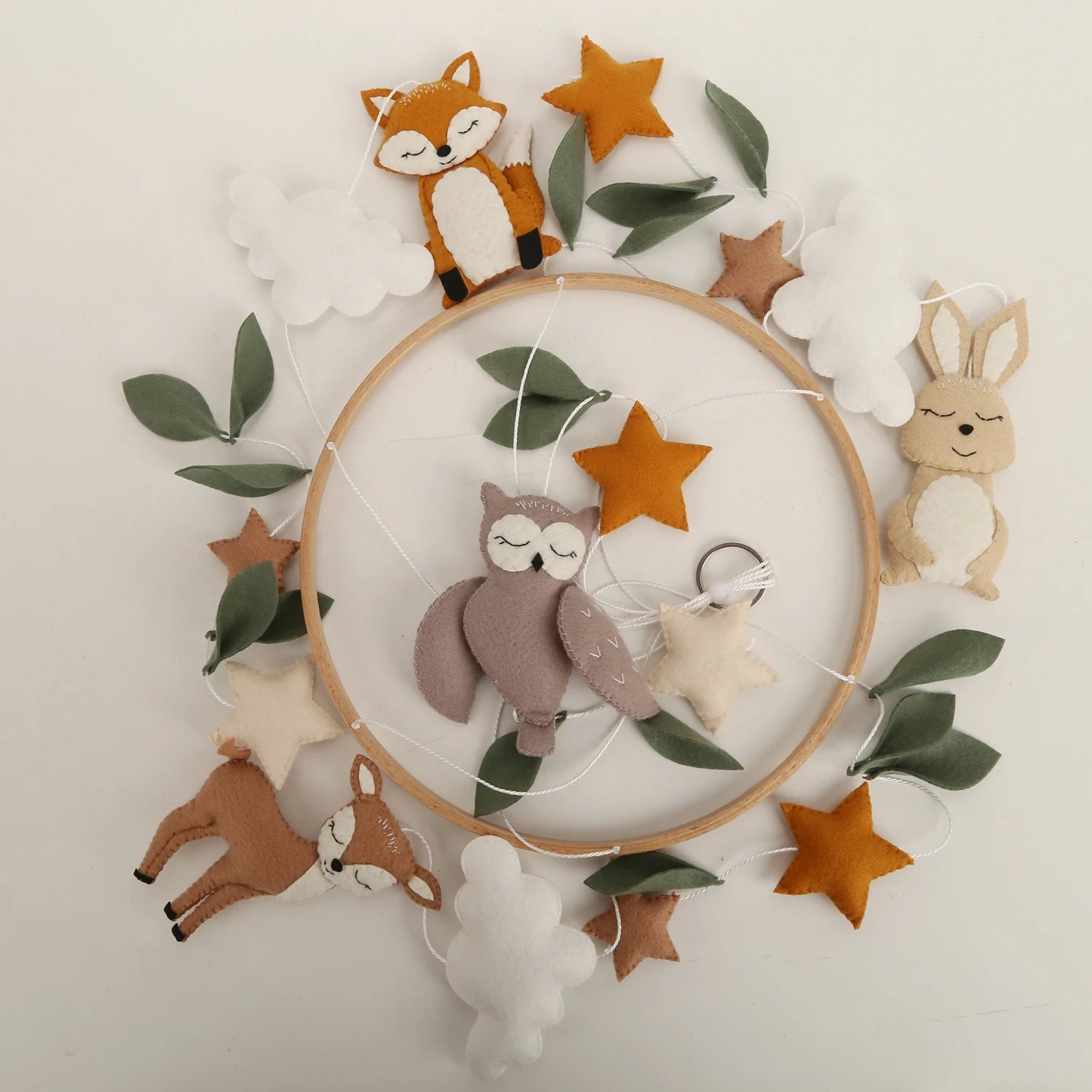 - 🌲 Woodland Baby Mobile – Forest Animal Crib Mobile for Neutral Nursery Baby Stork Baby Mobile