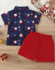 - Santa Print Christmas Shirt & Shorts Set Baby Stork