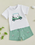 - Green Golf Cart T-Shirt & Shorts Set Baby Stork