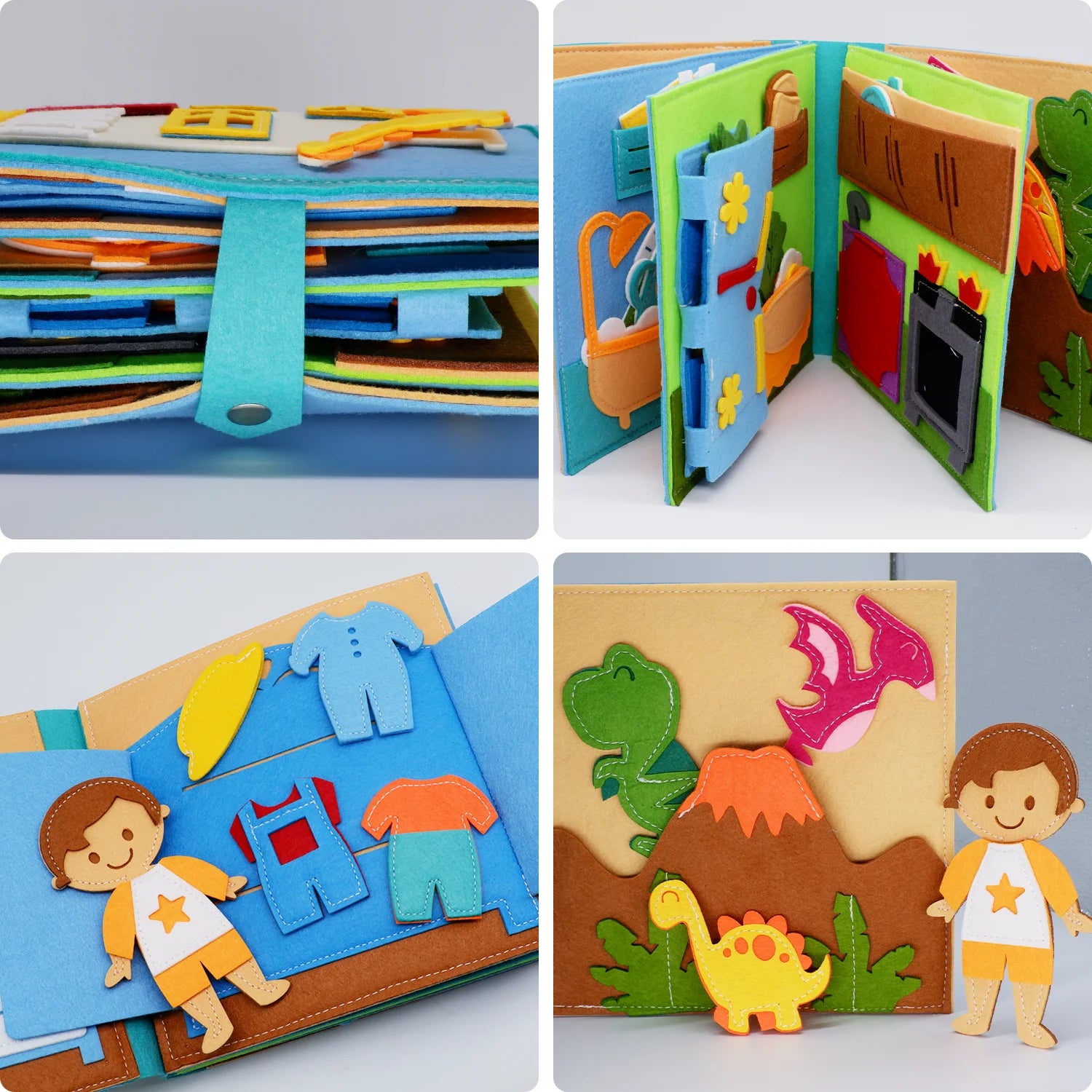 - Activity Story Book Handmade Montessori Felt - Boys Busy Book Baby Stork Books