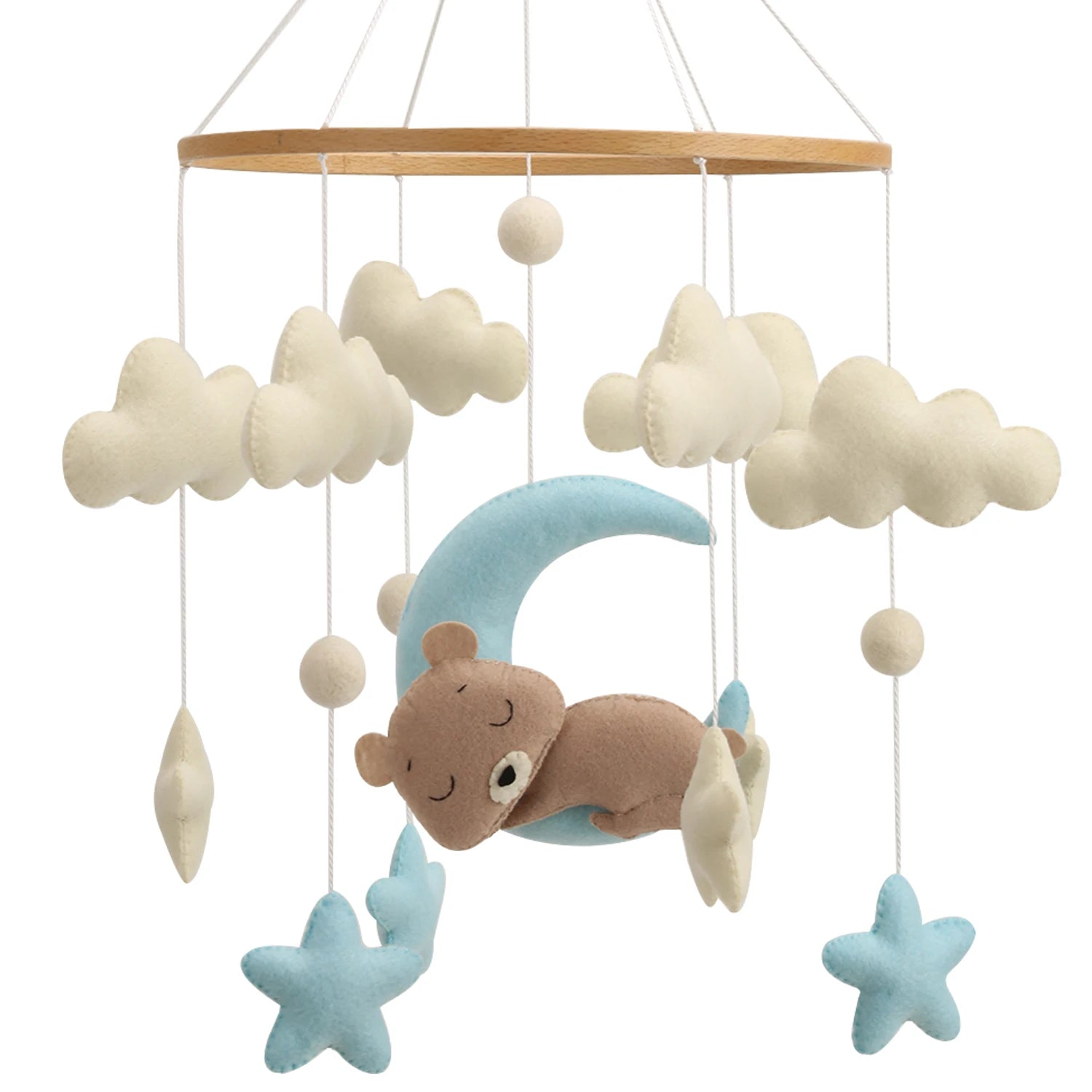 - 🌙 Teddy Bear Moon Baby Mobile – Blue Stars and Clouds Crib Mobile Baby Stork Baby Mobile
