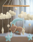 - 🌙 Teddy Bear Moon Baby Mobile – Blue Stars and Clouds Crib Mobile Baby Stork Baby Mobile