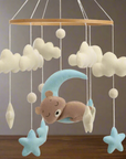 - 🌙 Teddy Bear Moon Baby Mobile – Blue Stars and Clouds Crib Mobile Baby Stork Baby Mobile
