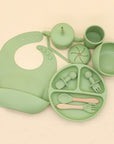 Silicone Feeding Set with Bib, Plate, Bowl & Snack Cup