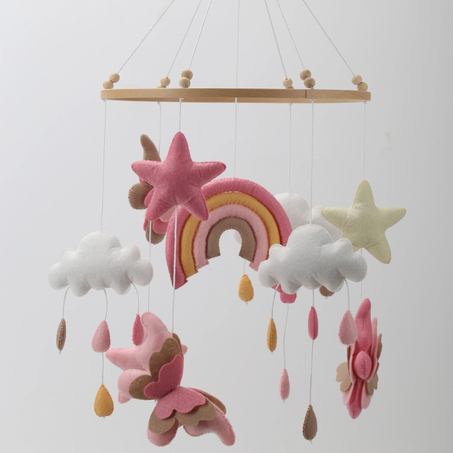 - Handmade Butterfly Baby Mobile – Pink Nursery Cot Mobile with Stars & Rainbows Baby Stork Baby Mobile