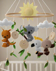 - Australian Animal Baby Mobile – Koala, Kangaroo, Platypus & Cockatoo | Felt Nursery Mobile with Natural Leaves & Wooden Beads Baby Stork Baby Mobile