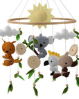 - Australian Animal Baby Mobile – Koala, Kangaroo, Platypus & Cockatoo | Felt Nursery Mobile with Natural Leaves & Wooden Beads Baby Stork Baby Mobile