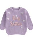 Purple - Big Sister Embroidered Knit Sweater Baby Stork