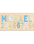 Soft Pastels Puzzle Only - Custom Wooden Name & Number Puzzle – Personalised Educational Toy Baby Stork