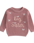 Deep pink - Big Sister Embroidered Knit Sweater Baby Stork
