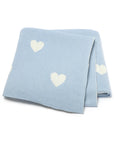 Blue - Soft Knit Love Heart Blanket Baby Stork Swaddling & Receiving Blankets