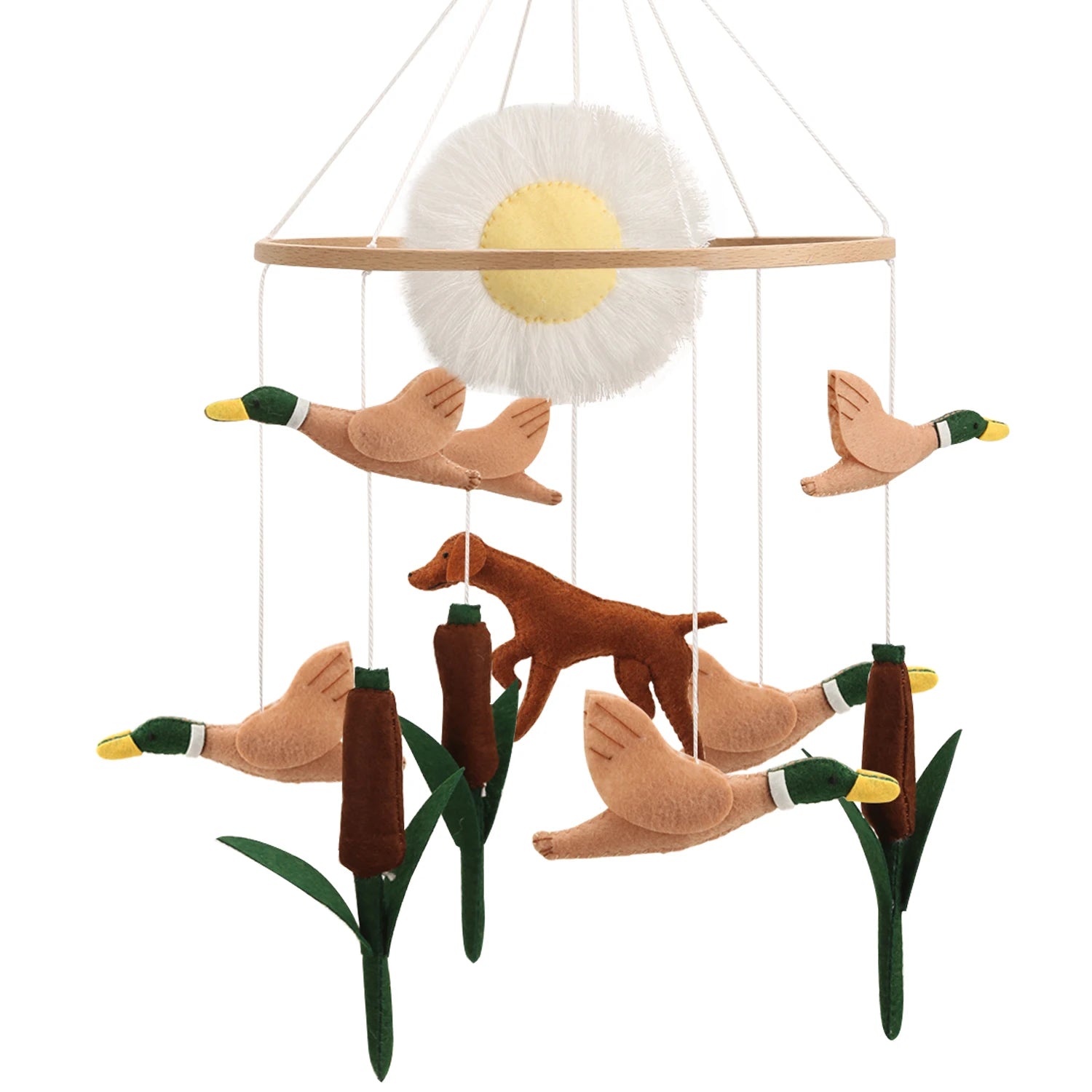 - Duck Pond Adventure Baby Mobile – Felt Mallard & Dog Nursery Cot Mobile Baby Stork Baby Mobile