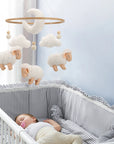 - Bouclé Sheep Baby Mobile | Neutral Nursery Mobile with Sheep, Moon & Clouds Baby Stork