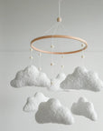 ☁️ Handmade Cloud Baby Mobile – Neutral Boucle Nursery Crib Mobile