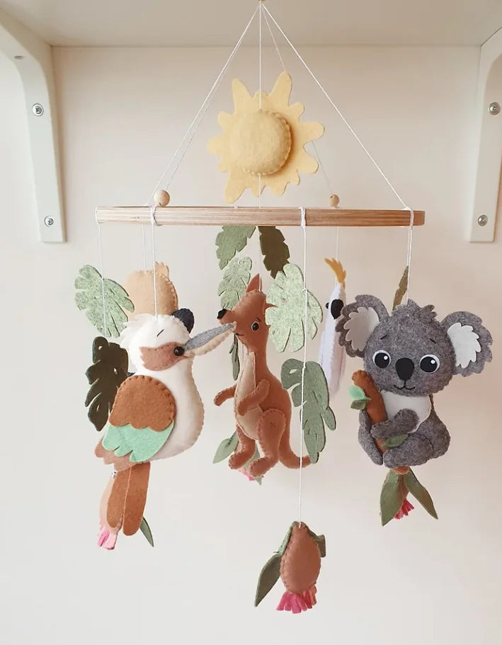 - Australian Animals Baby Mobile – Koala, Kangaroo, Kookaburra & Cockatoo Crib Décor Baby Stork Baby Mobile
