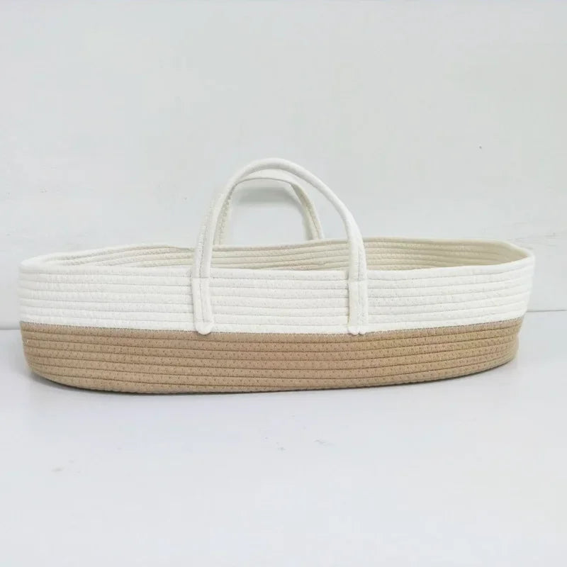 Boho Cotton Rope Moses Portable Change Basket + Mattress